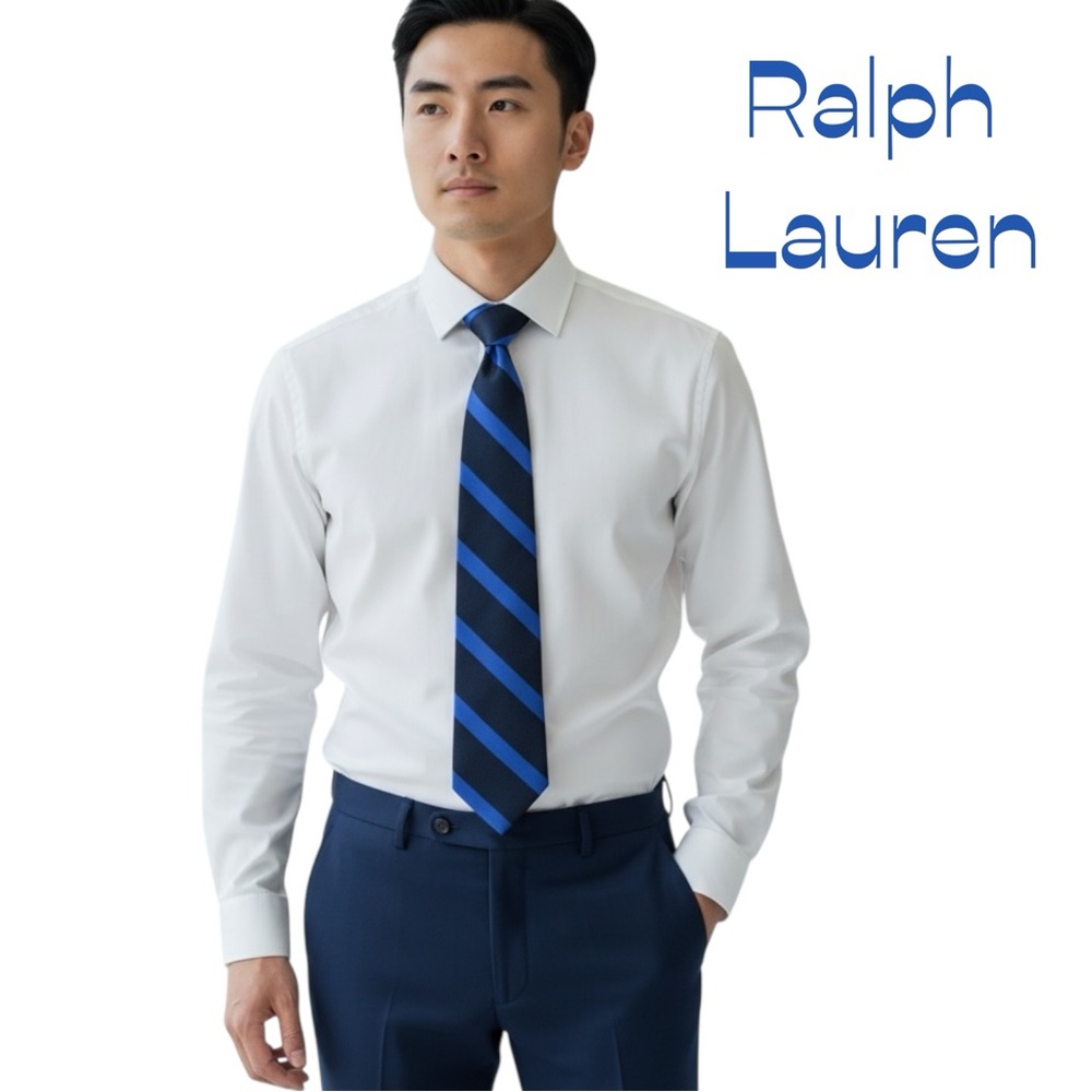 Lauren Ralph Lauren Navy Blue Striped Necktie